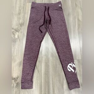 PINK Victoria's Secret Maroon Leggings with White Logo Size S